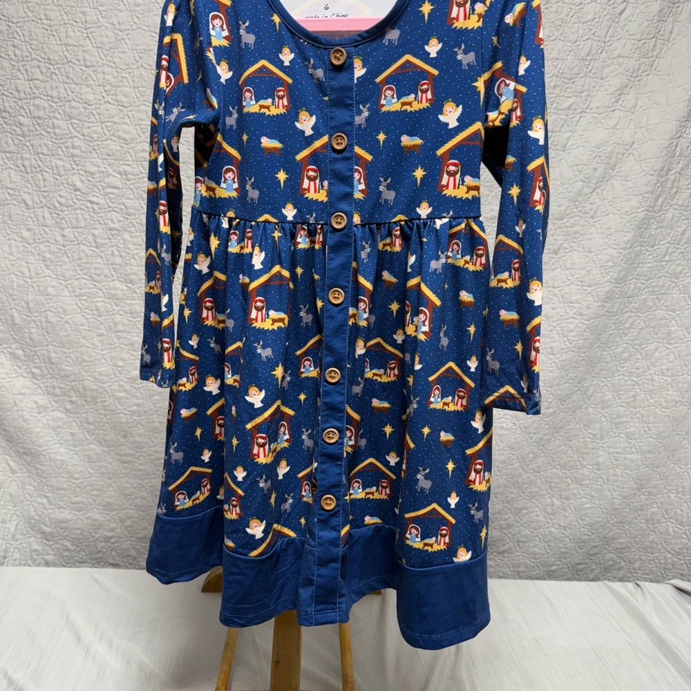 Girls Blue Nativity Dress